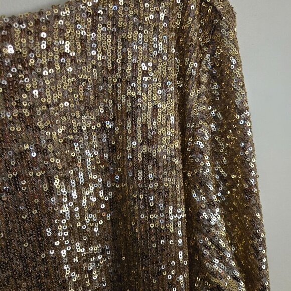 Halogen Gold Sequined Long Sleeve Holiday Top Size 1X - Picture 4 of 7